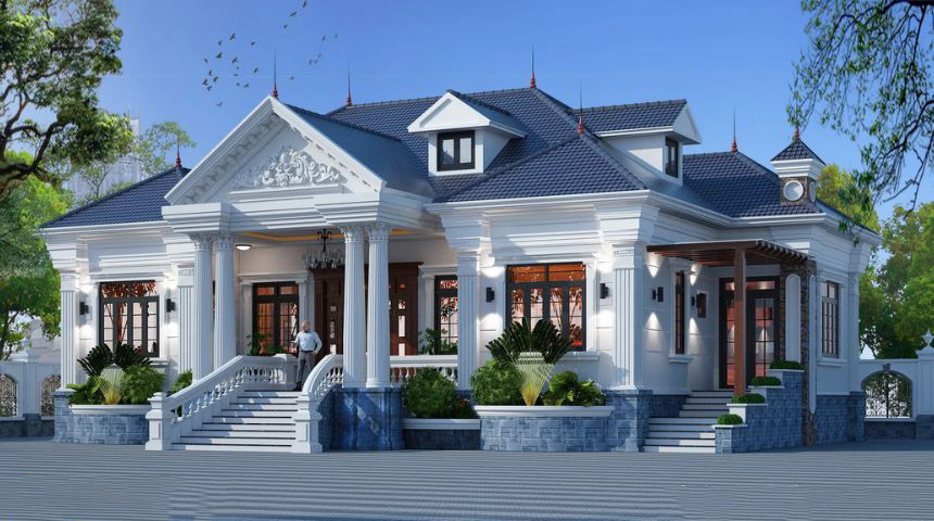 biệt thự vườn 1 tầng mái Nhật đẹp