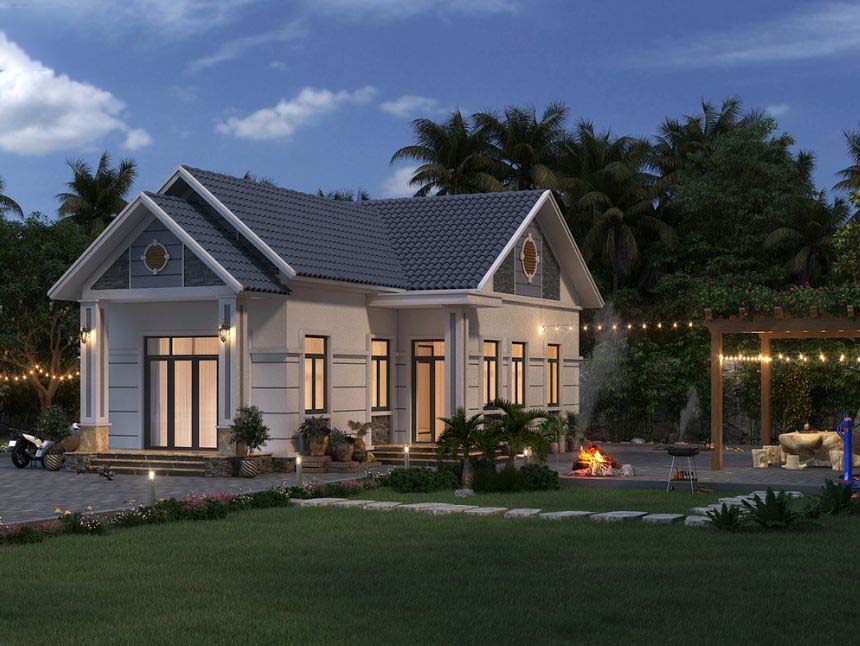 biệt thự mái thái 1 tầng đẹp