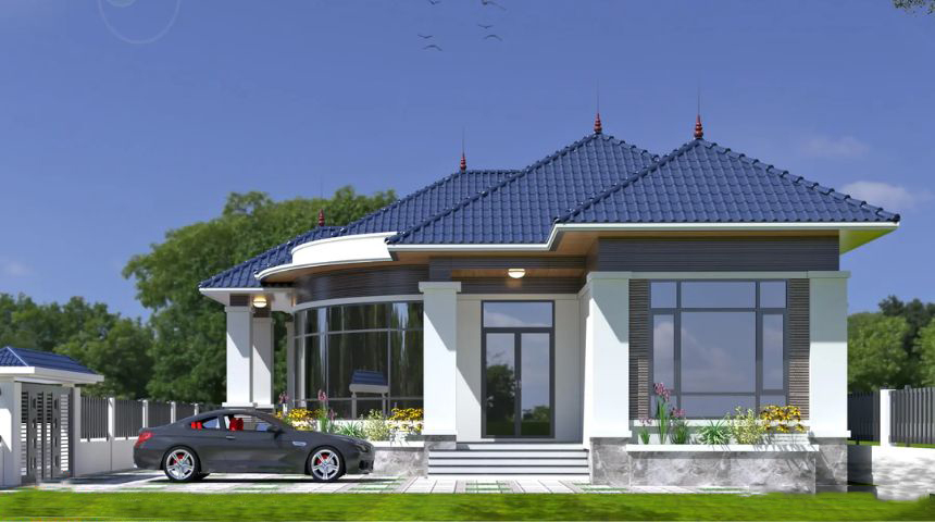 biệt thự vườn mái Nhật 1 tầng hiện đại
