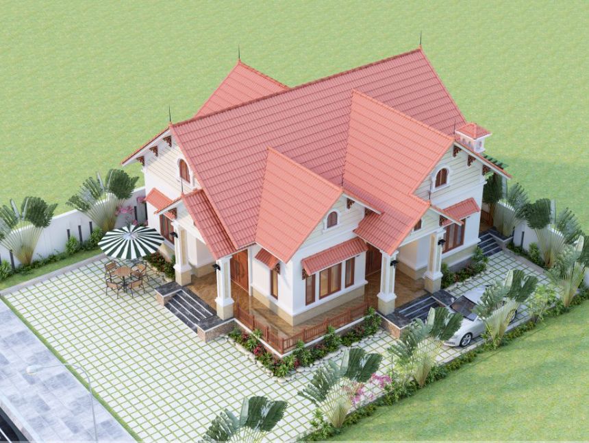 biệt thự vườn 1 tầng 3 phòng ngủ mái Thái