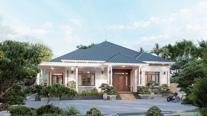 biệt thự vườn 1 tầng mái Nhật