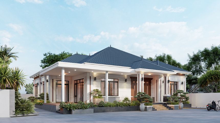 Mẫu biệt thự vườn mái Nhật 1 tầng