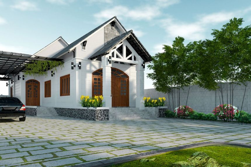 Mẫu biệt thự vườn mini 1 tầng hiện đại đẹp