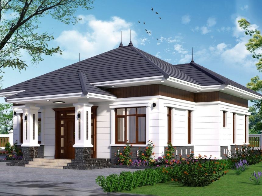 biệt thự vườn 1 tầng mái Nhật đẹp