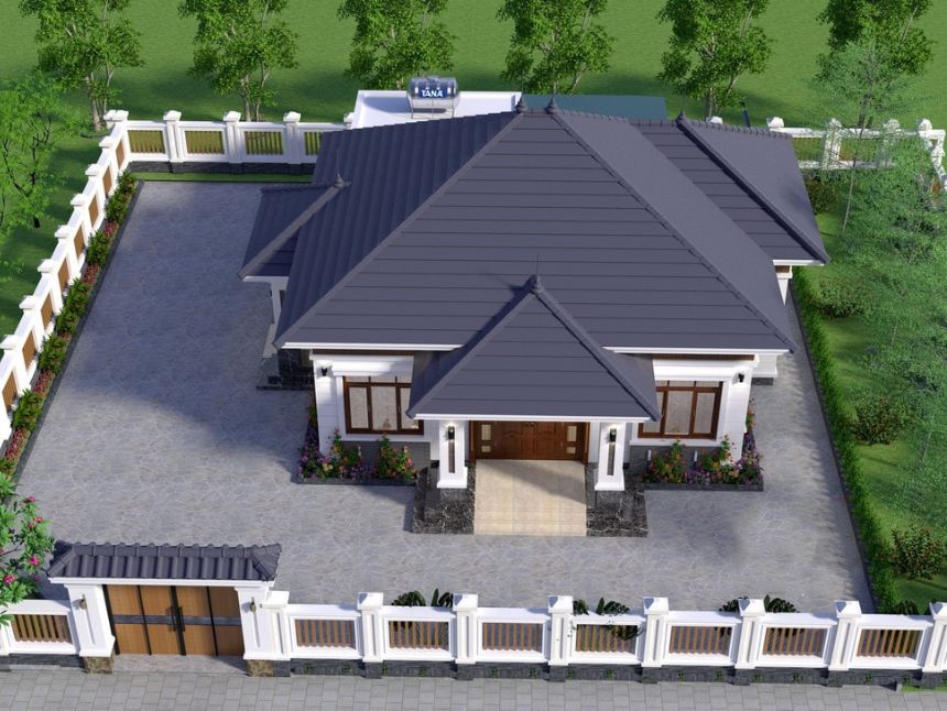 Thiết kế biệt thự vườn 1 tầng mái Nhật đẹp