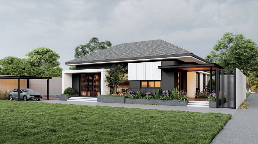 Thiết kế biệt thự vườn 1 tầng mái Nhật