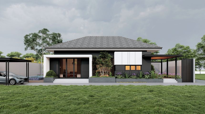 biệt thự vườn 1 tầng mái Nhật