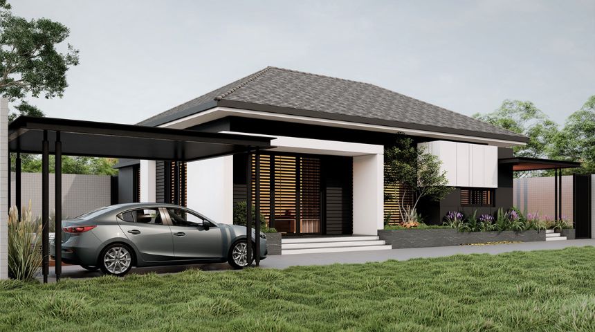 Thiết kế nhà biệt thự vườn 1 tầng mái Nhật