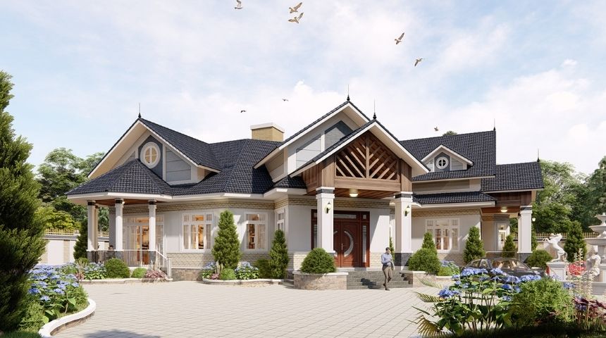 biệt thự vườn 1 tầng hiện đại 300m2 đẹp