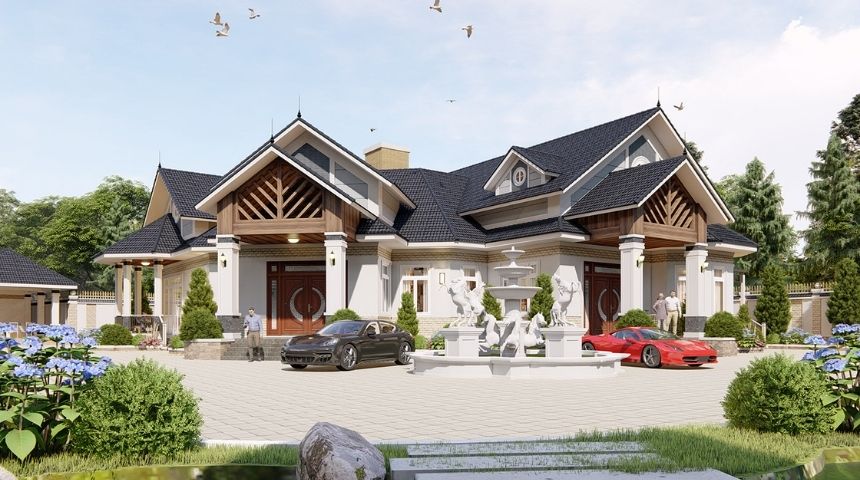 biệt thự vườn 1 tầng hiện đại 300m2