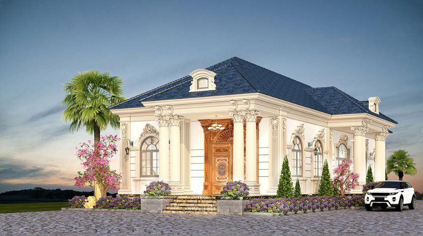 mẫu biệt thự sân vườn 1 tầng mái Nhật