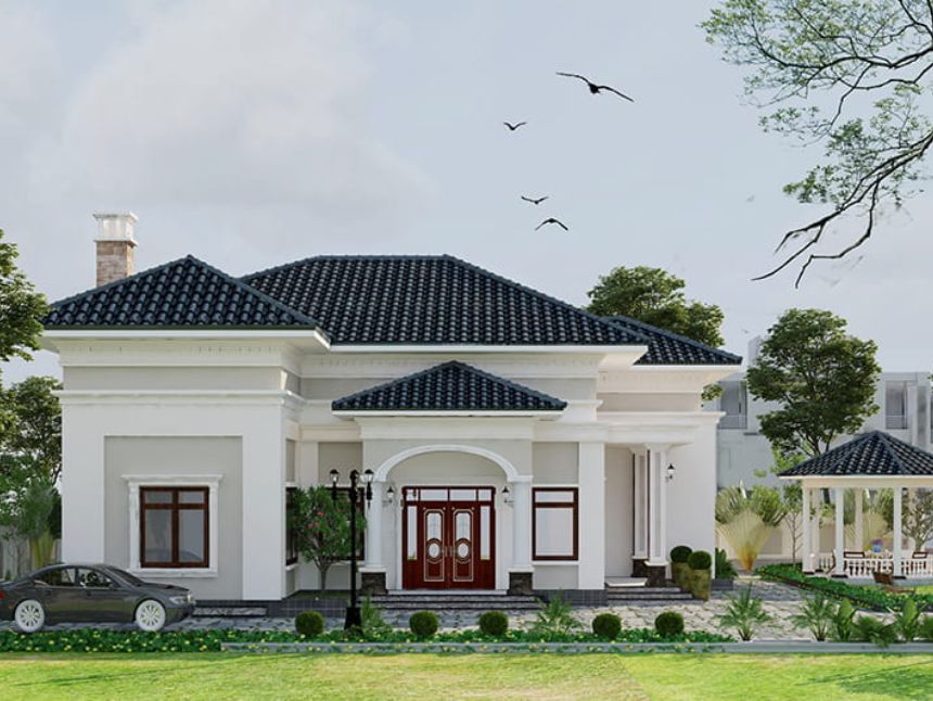 thiết kế biệt thự 1 tầng 200m2