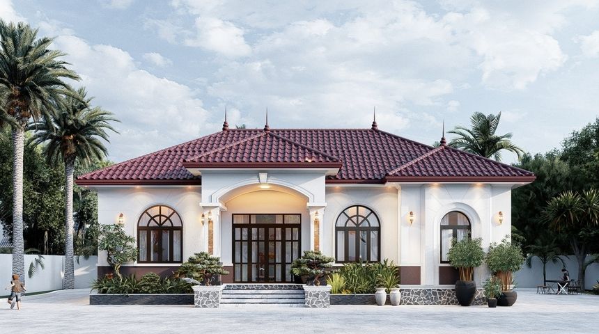 mẫu nhà vuông mái Nhật đẹp 150m2