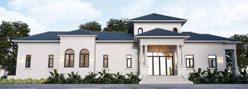 thiết kế biệt thự 1 tầng phong cách địa trung hải
