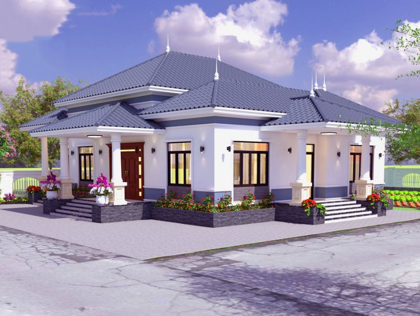 mẫu biệt thự 1 tầng 200m2