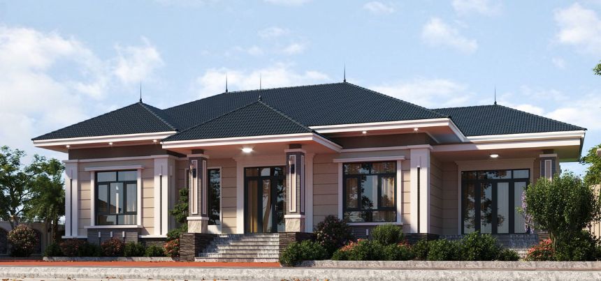 mẫu biệt thự một tầng 200m2