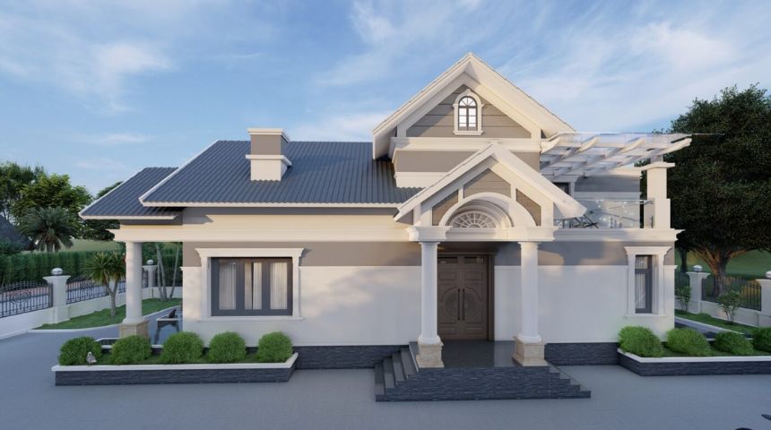 thiết kế biệt thự mini 1 tầng mái thái