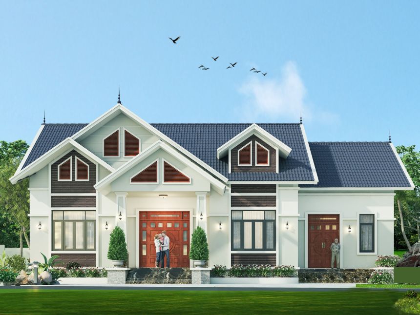 Mẫu nhà 1 tầng 4 phòng ngủ 200m2