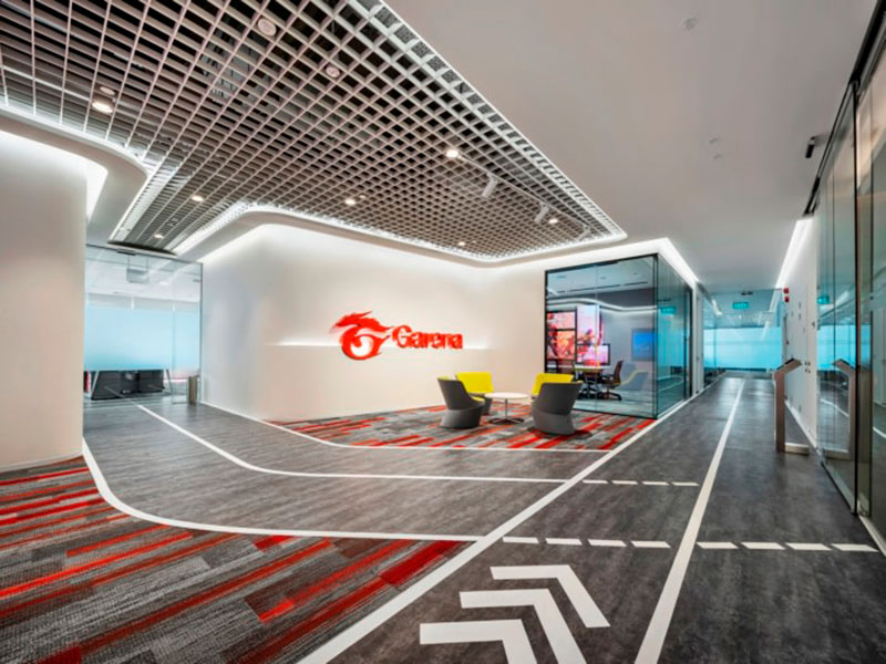 Mẫu văn phòng Garena – Singapore thiết kế táo bạo, trẻ trung và năng động.