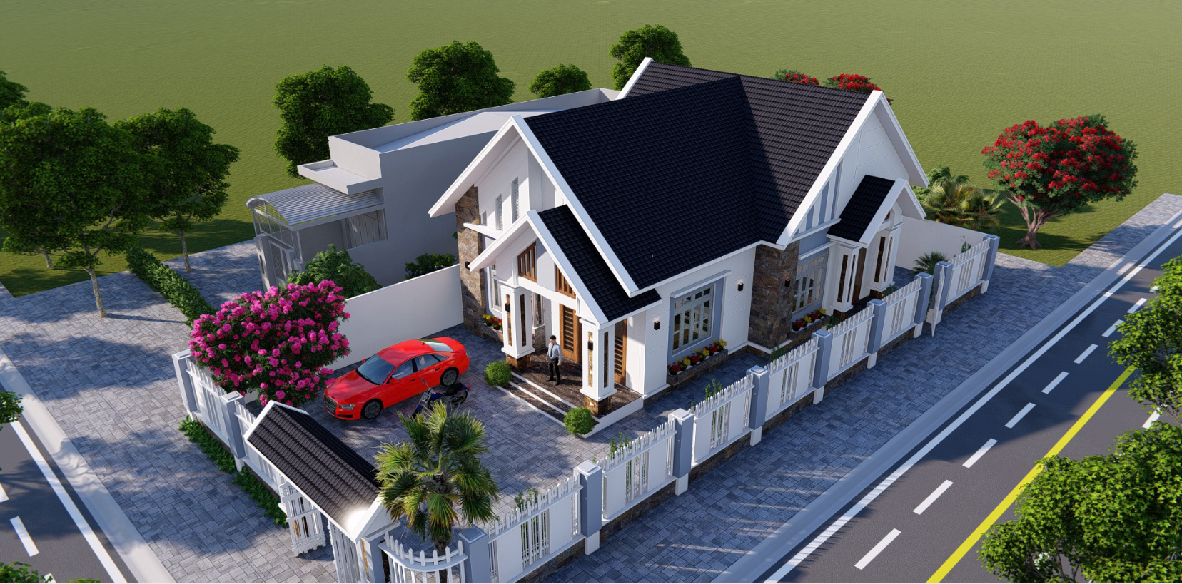 mẫu thiết kế nhà phố 1 tầng 5x20m