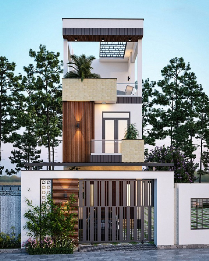 Bản phối cảnh nhà ở 3 tầng 4.5x20m hiện đại và đẳng cấp