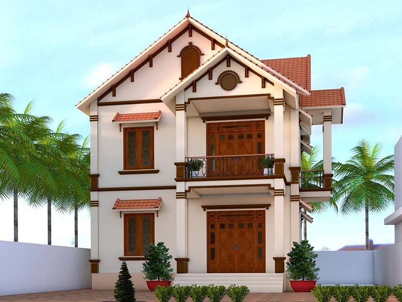 Ban ve thiet ke nha vuong mai Thai 2 tang dep o nong thon atz luxury