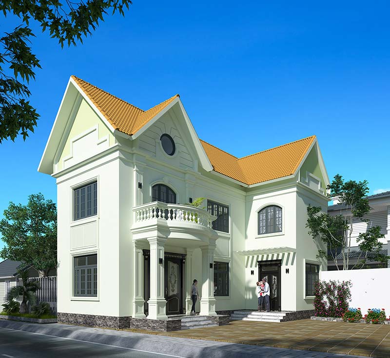 Mau nha chu L 2 tang mai Thai o nong thon atz luxury