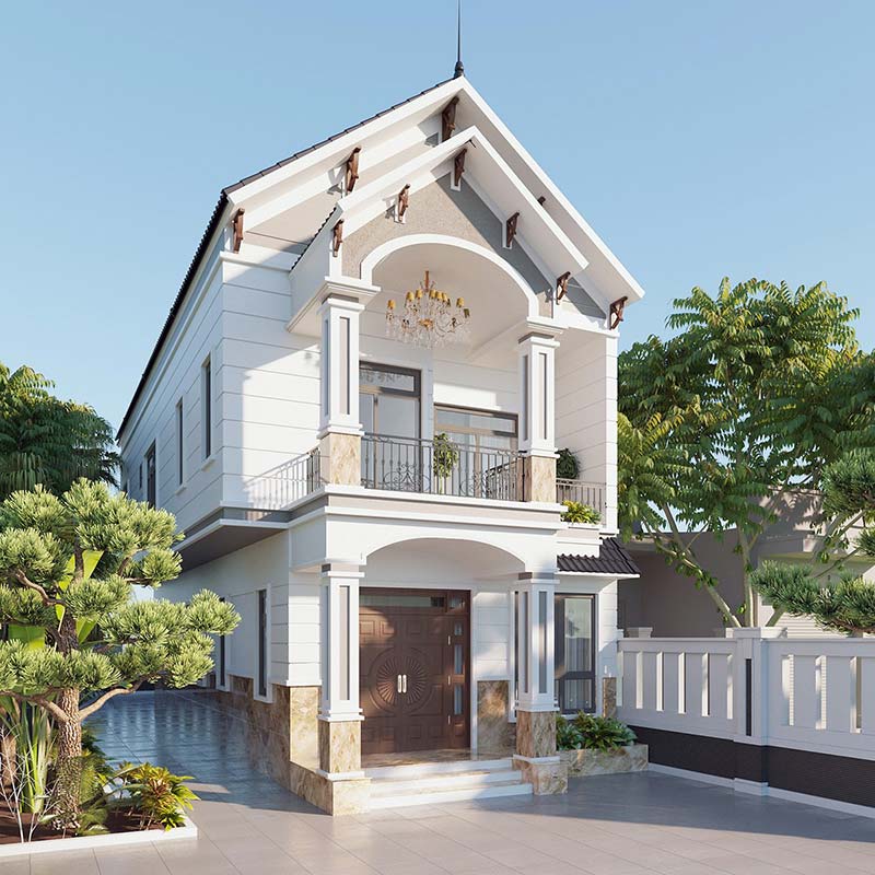 Mẫu nhà 2 tầng mái thái đẹp tại Sông Lô, Phú Thọ - ACHI 25216