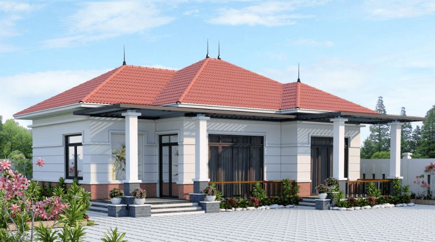 Thiết kế biệt thự vườn 1 tầng hiện đại 3 phòng ngủ