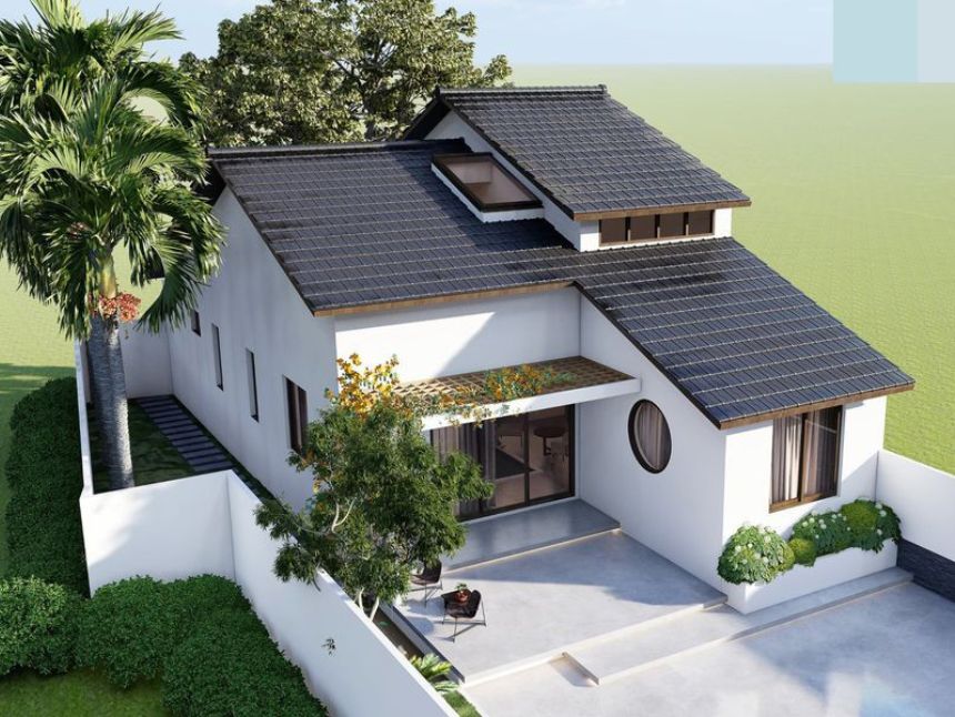 biệt thự nhà vườn 1 tầng hiện đại 3 phòng ngủ