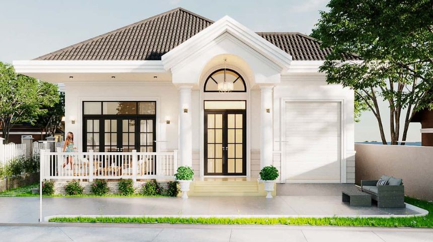 biệt thự nhà vườn 1 tầng hiện đại 3 phòng ngủ