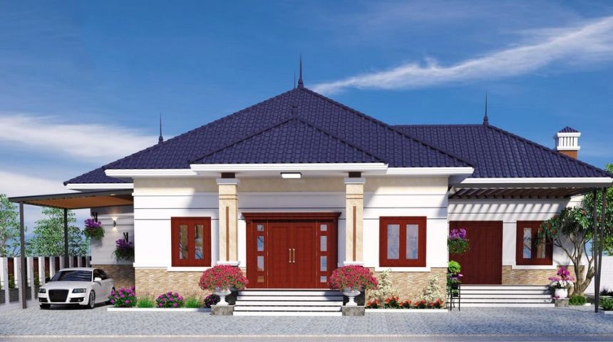 Thiết kế biệt thự vườn 1 tầng hiện đại 3 phòng ngủ