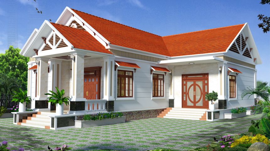 biệt thự vườn 1 tầng hiện đại 3 phòng ngủ