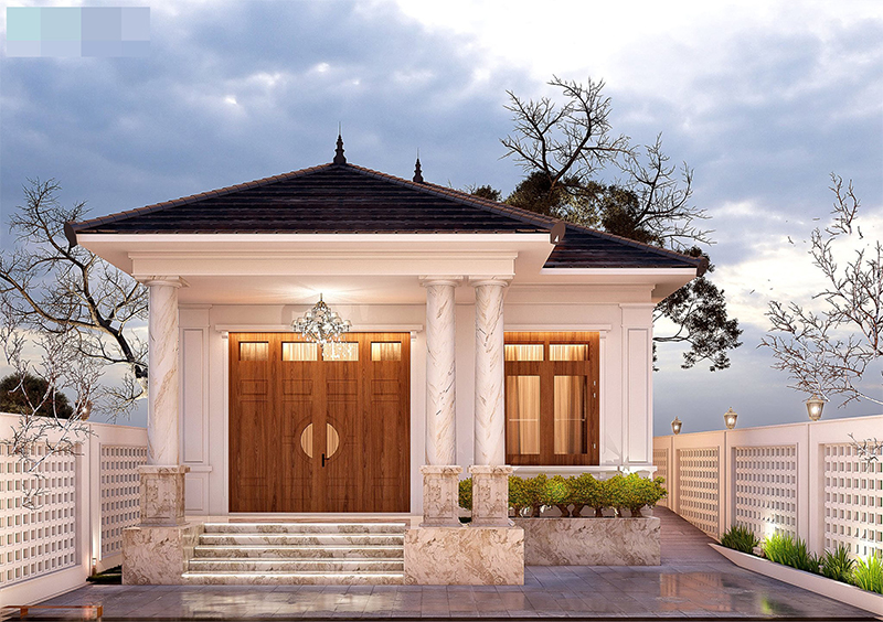 Bản phối cảnh nhà cấp 4 rộng 5m mái Nhật mang vẻ đẹp pha lẫn giữa cổ điển và hiện đại