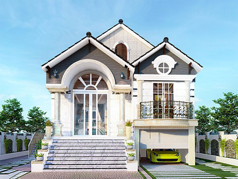Bản phối cảnh nhà cấp 4 ngang 5m có gara ở tầng trệt, vừa đảm bảo hiệu quả thẩm mỹ tối đa, vừa giúp “xế yêu” của bạn được bảo quản kỹ lưỡng