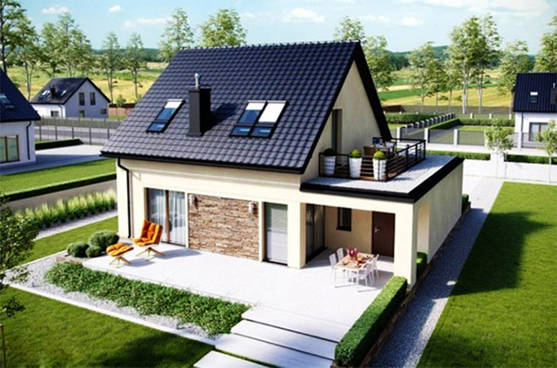 Mẫu nhà cấp 4 rộng 5m có gác lửng giúp gia tăng diện tích sử dụng cho gia đình