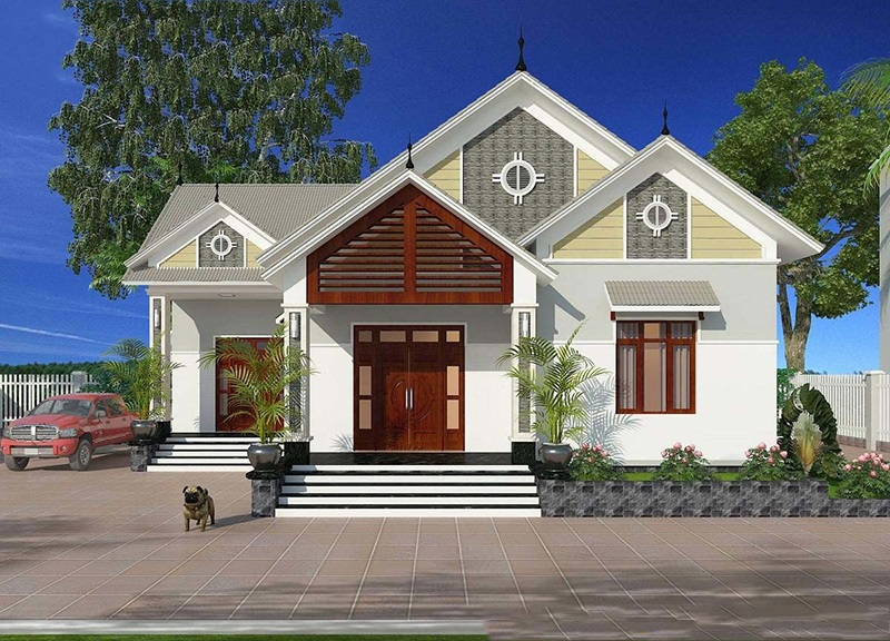 Phong cách thiết kế nhà cấp 4 5m ngang với mái Thái đem lại sự thanh lịch, trang nhã