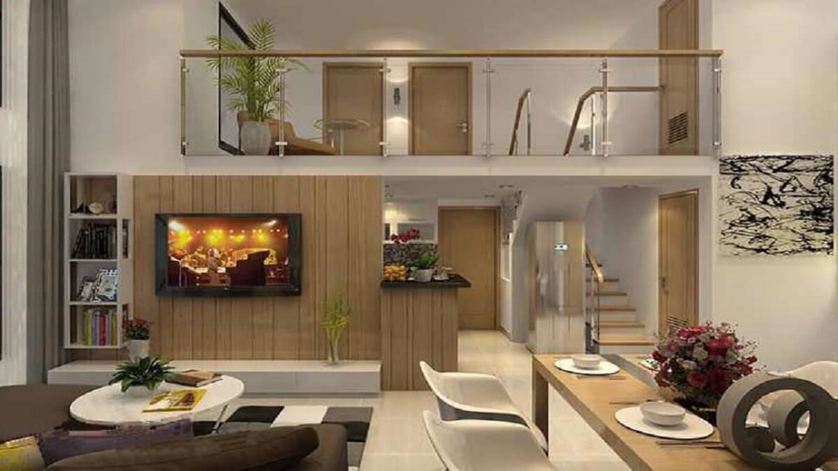 Thiết kế gác lửng khiến cho ngôi nhà tận dụng được thêm không gian