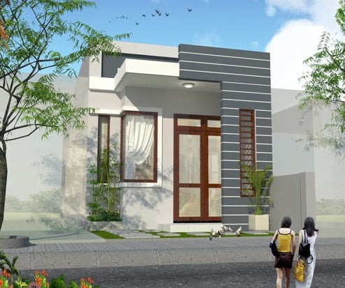 Bản phối cảnh nhà 1 tầng mặt tiền 5m