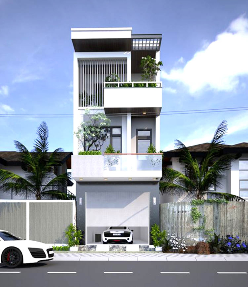 Thiết kế gara ô tô ở tầng trệt sẽ là một lựa chọn khôn ngoan dành cho các gia đình có "xế hộp" - an toàn, tiện lợi, lại tiết kiệm chi phí thuê bãi gửi