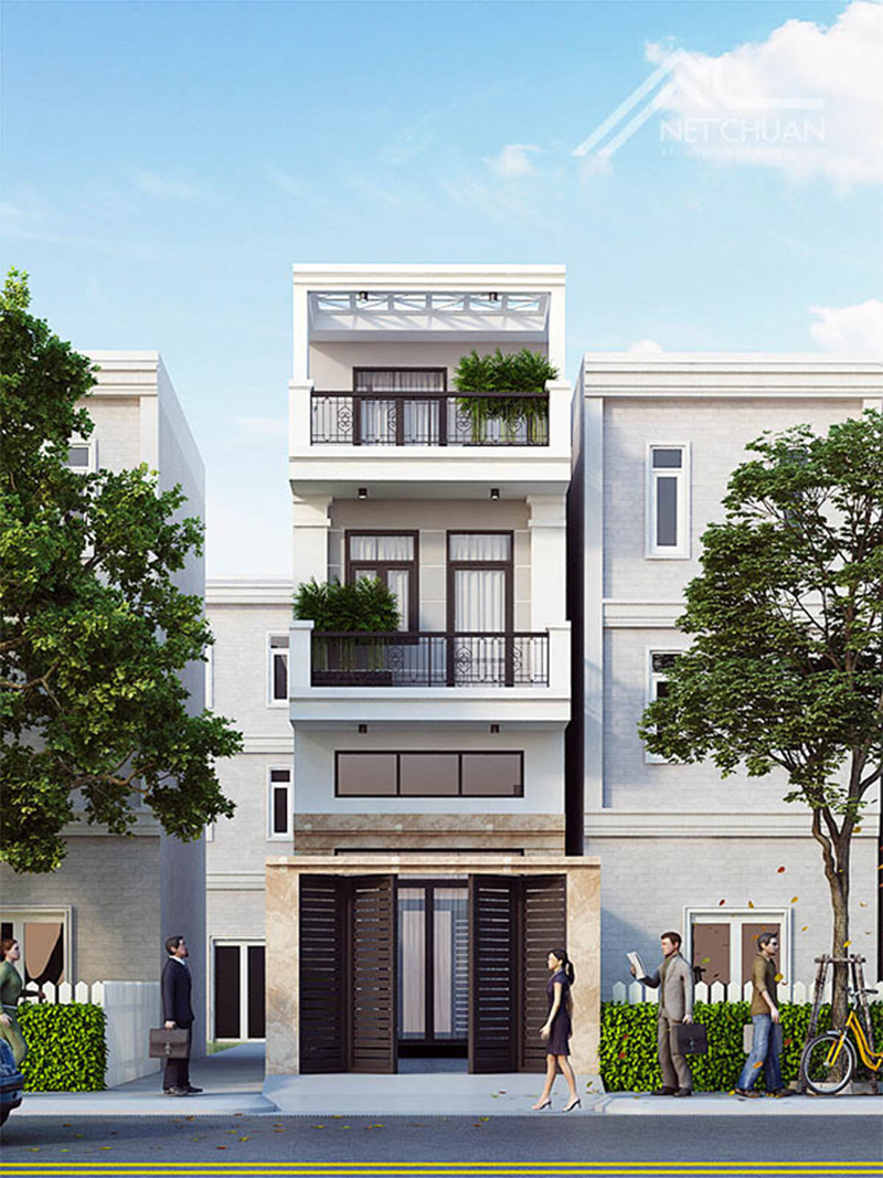 Mẫu thiết kế nhà ở 3 tầng có mặt tiền 5m mang phong cách hiện đại