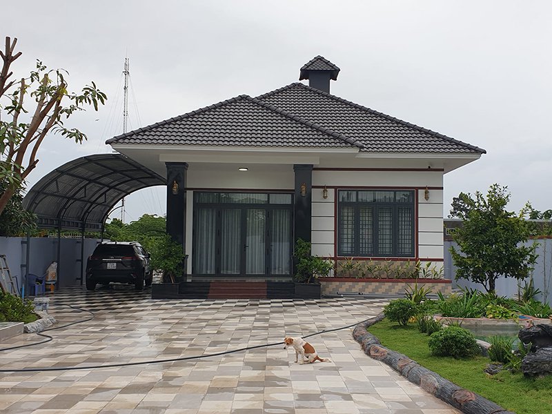 nhà 1 tầng mái Nhật trên nền mặt tiền 5m đẹp