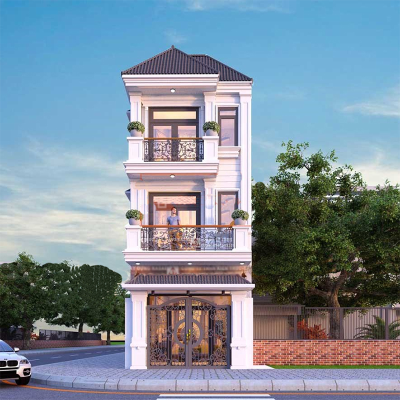 Nhà 3 tầng mái Nhật có mặt tiền 5m mang vẻ đẹp hiện đại, sang trọng