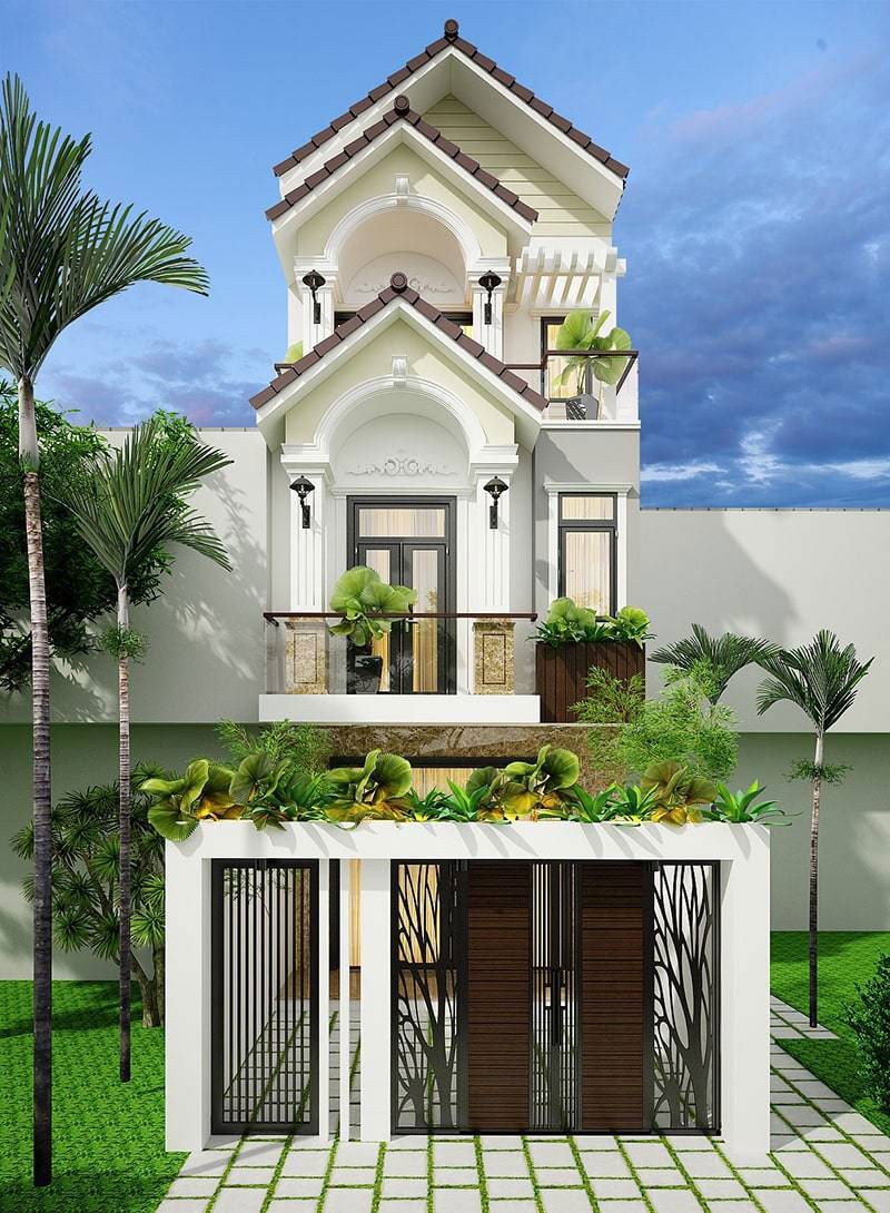 Bản phối cảnh nhà 3 tầng ngang 5m