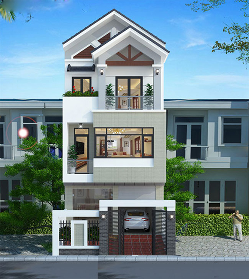 Mẫu nhà mái Thái 3 tầng, ngang 5m hiện đại và sang trọng
