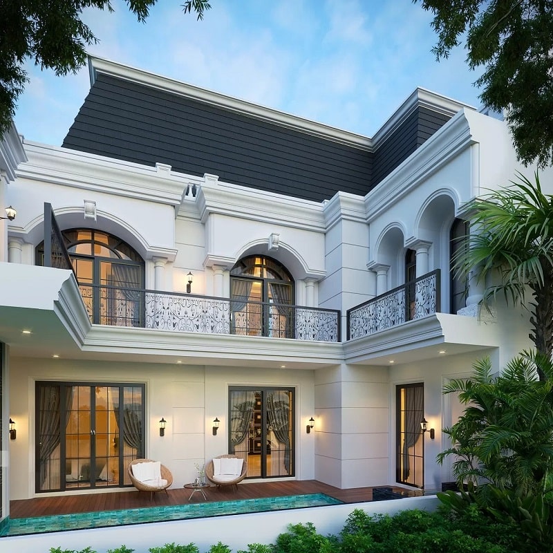 Biệt thự Pháp 2 tầng tân cổ có hồ bơi