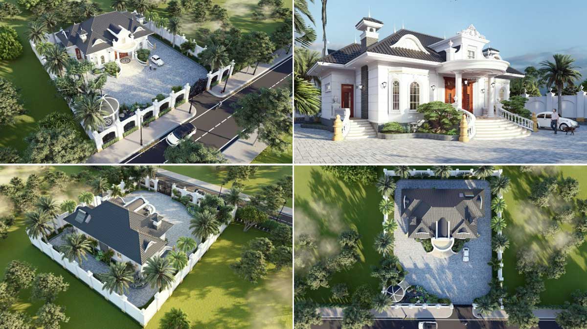 Mẫu thiết kế biệt thự 1 tầng mái thái đẹp ở nông thôn - Chủ đầu tư: Anh  Dương, Phú Thọ CÔNG TY CỔ PHẦN KIẾN TRÚC XÂY DỰNG VIỆT HOME