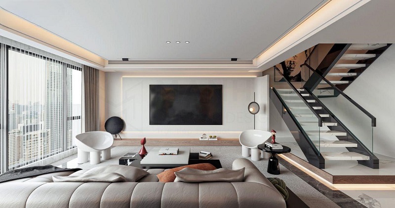 Mẫu thiết kế nội thất chung cư duplex 150m2 2 phòng ngủ