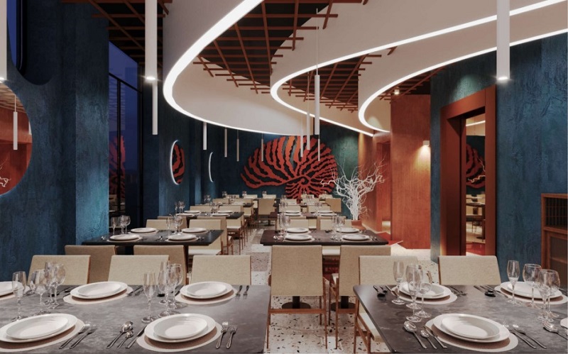 Mẫu thiết kế nội thất nhà hàng hải sản The Venice Vinhomes Ocean Park 3