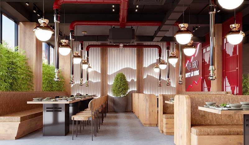 Mẫu thiết kế nội thất nhà hàng lẩu nướng The Venice Vinhomes Ocean Park 3